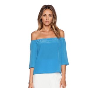 ADDISON Dudley Off Shoulder Top in Sky